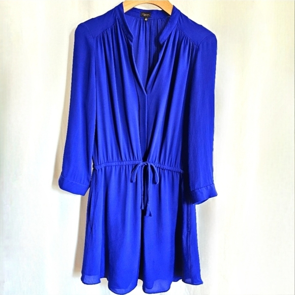🇨🇦 Aritzia T. Babaton Long Sleeve Silk Bennett Dress - Cobalt Blue - Picture 5 of 16
